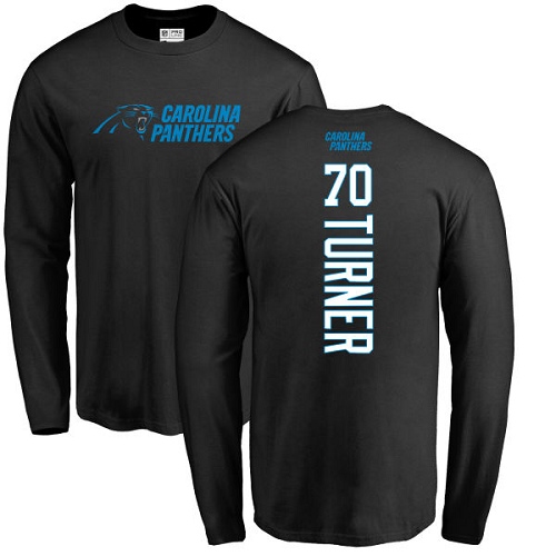 Carolina Panthers Men Black Trai Turner Backer NFL Football #70 Long Sleeve T Shirt->carolina panthers->NFL Jersey